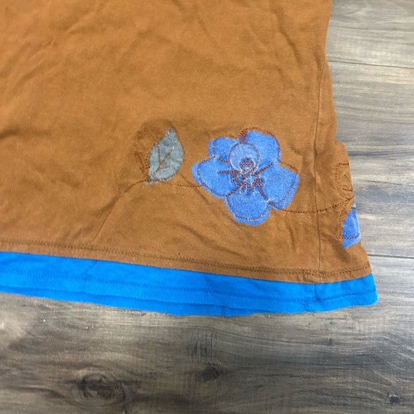 The North Face Patchwork Long Sleeve Tees in Brown and Blue - Picture 2 of 5
